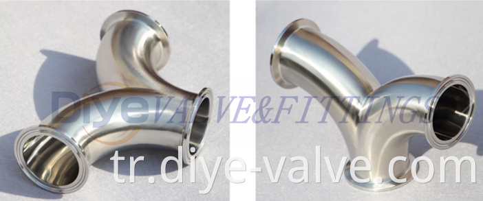 Stainless steel 90 degree clamp double bend pipe fitting